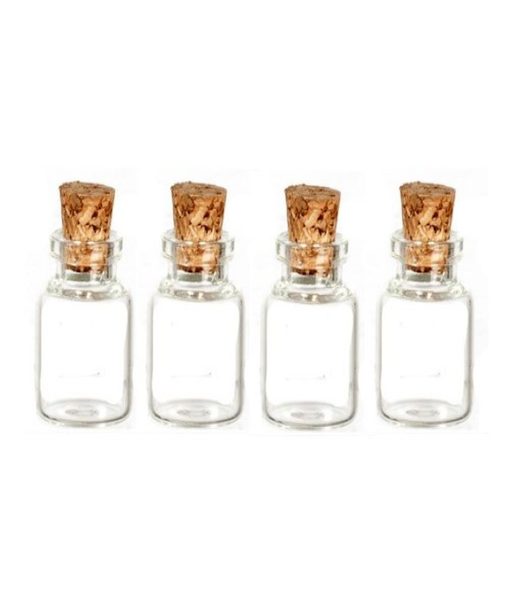 Set of 4 Glass Bottles (27mm) by Miniatures World