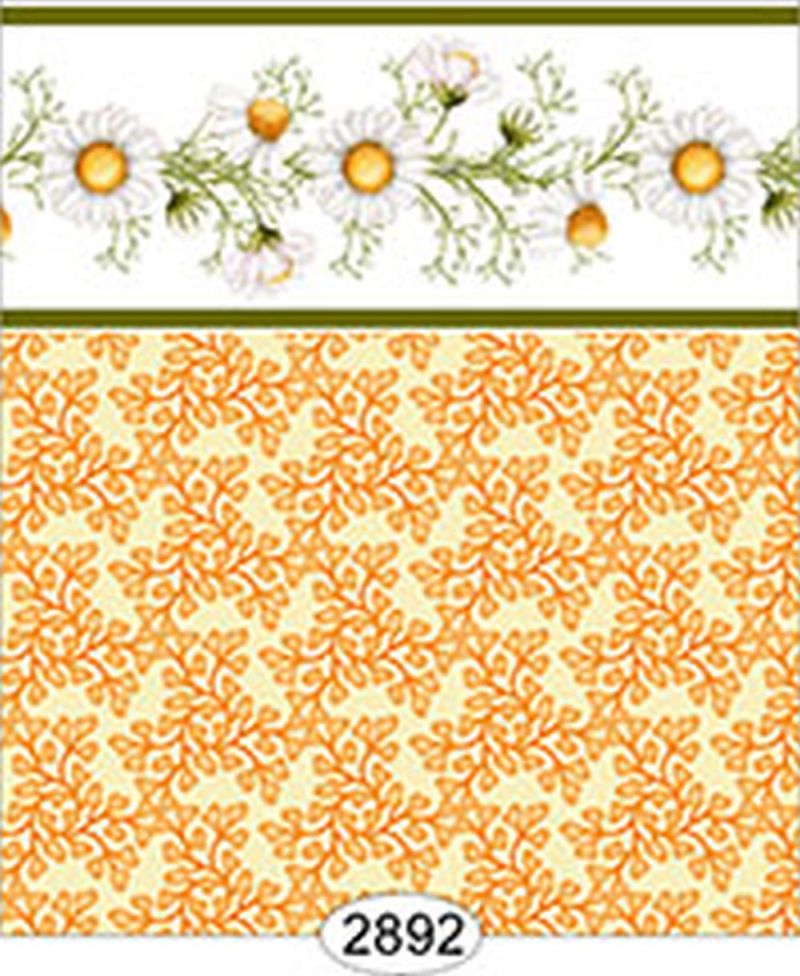 Wallpaper - Daisy Green Border - Leaves Yellow Gold