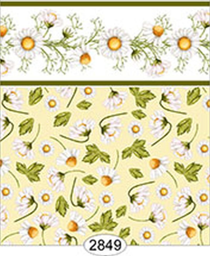 Wallpaper - Daisy Green Border - Toss Yellow