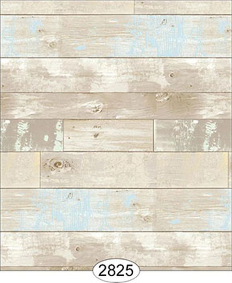 Wallpaper - Reclaimed Wood Floor - Blue on Beige