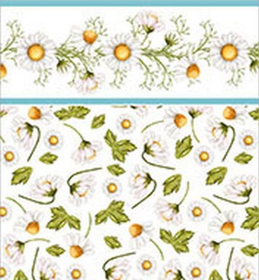 Wallpaper Daisy Blue Border 2838