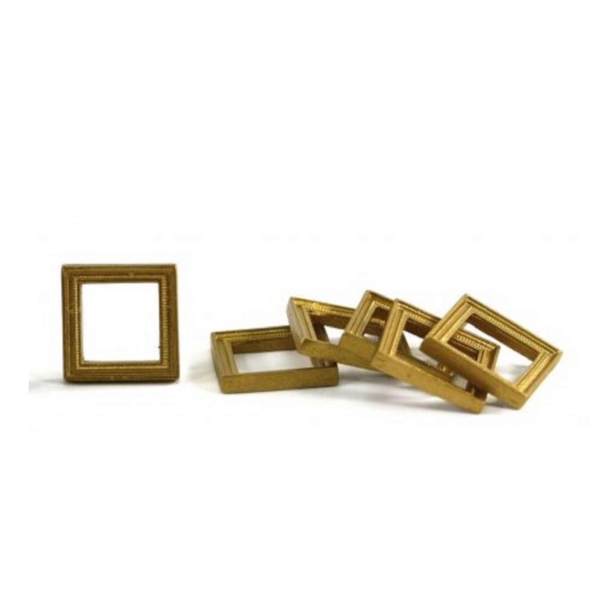 Dollhouse Miniature Set of 6 Small Square Gold Picture Frames