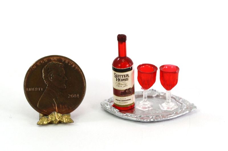 Red Wine Set with Silver Tray