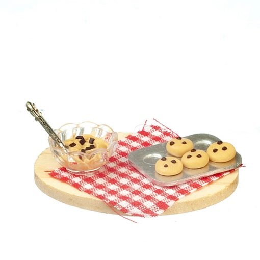 Baking Set of Chocolate Chip Cookie on a Wood Board