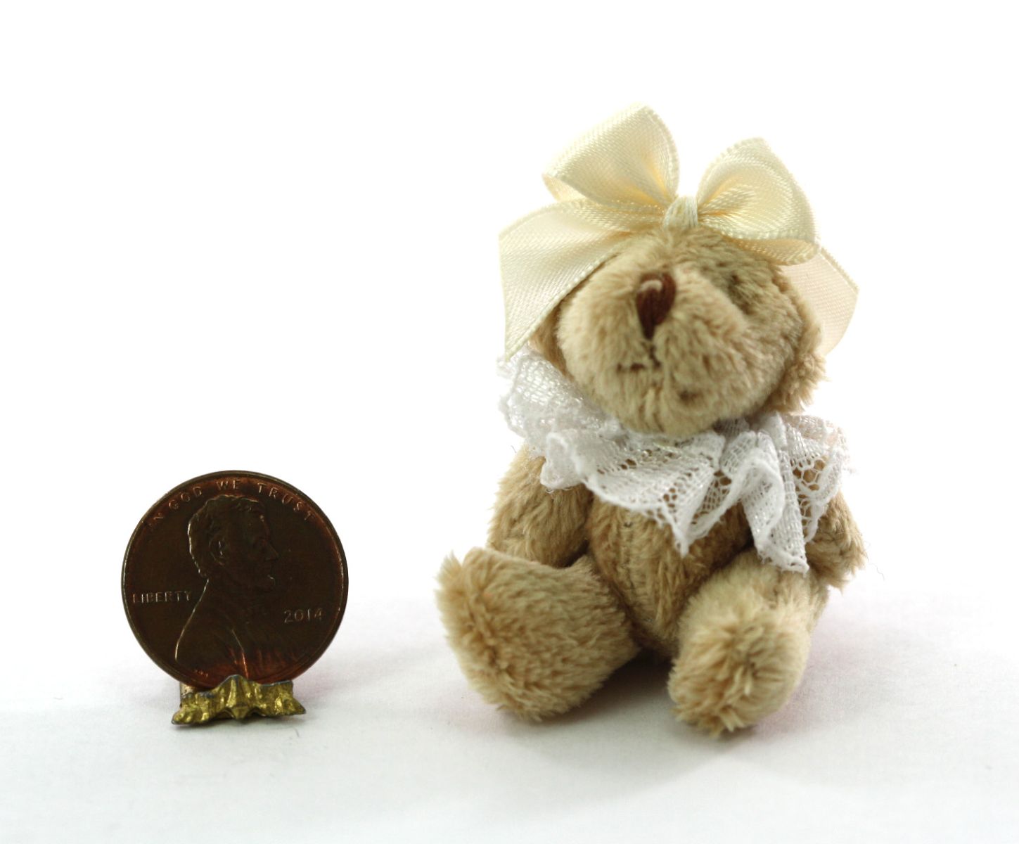 Soft & Fuzzy Teddy Bear with Lace Collar & Bow