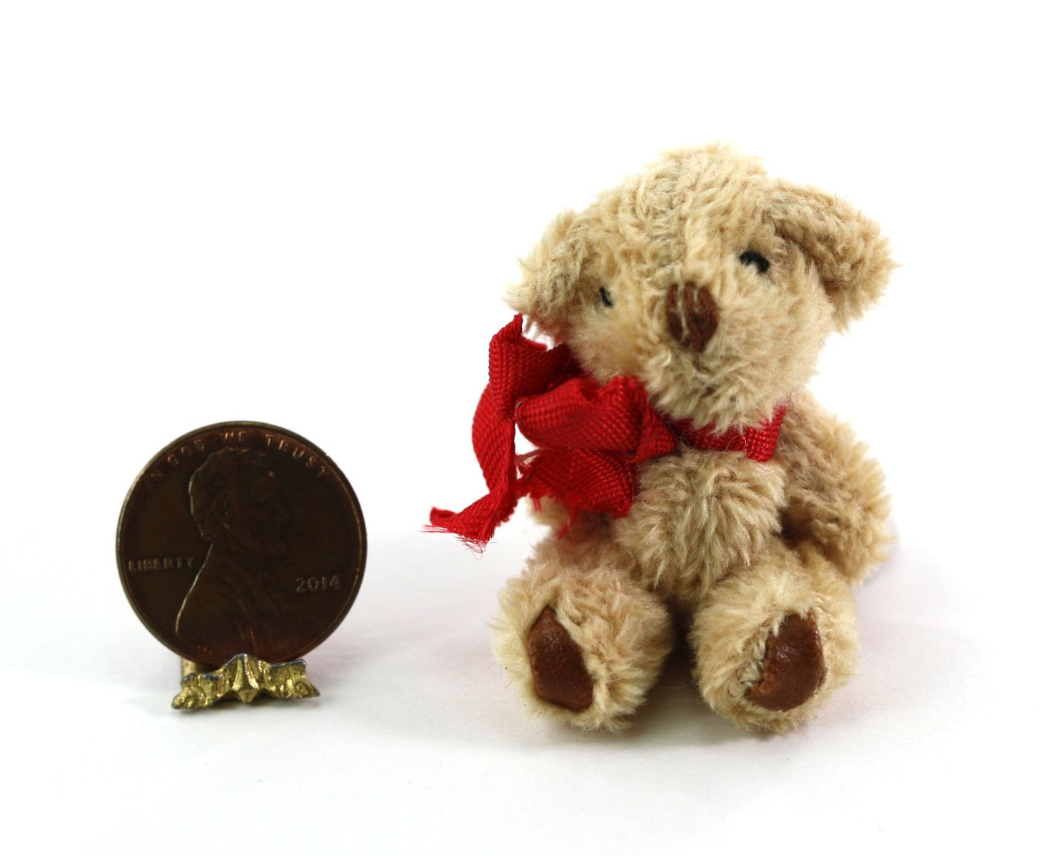 Artisan Soft & Fuzzy Teddy Bear with Red Ribbon Bow