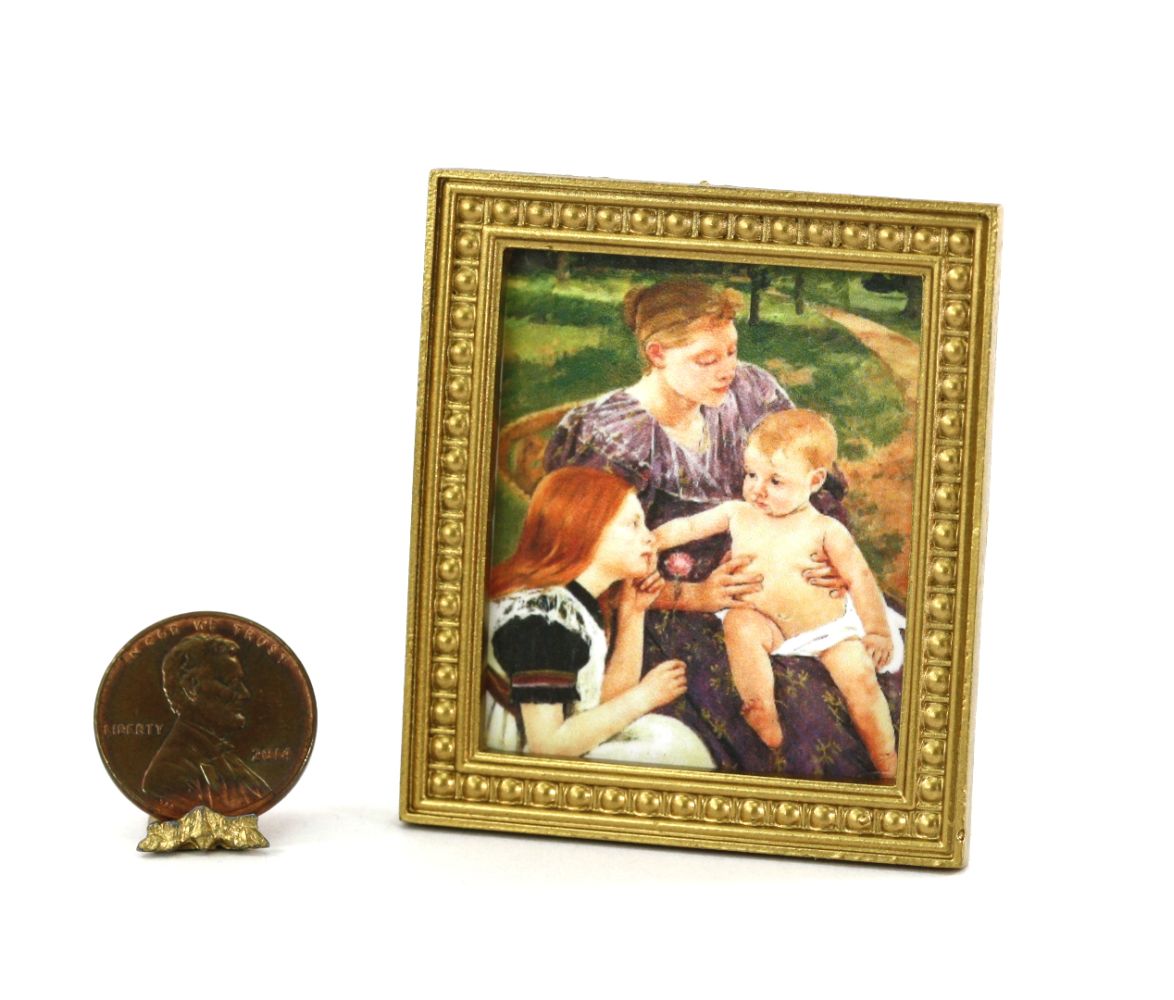 Gold Framed Print of a Mother with Her Children