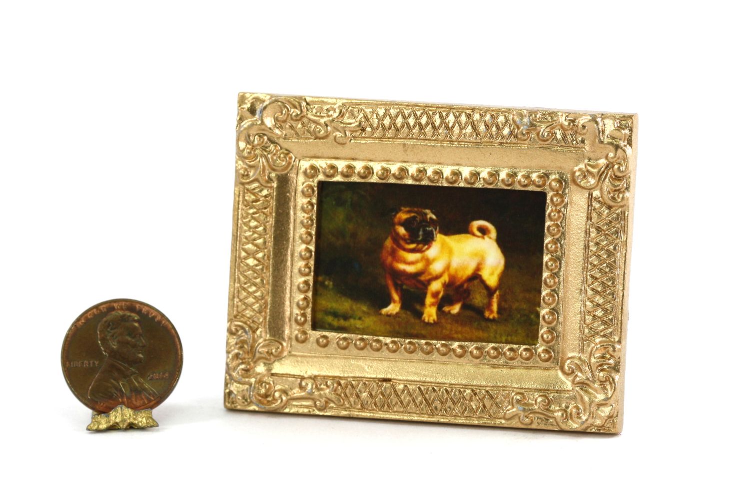 Gold Framed Print of an Adorable Little Pug