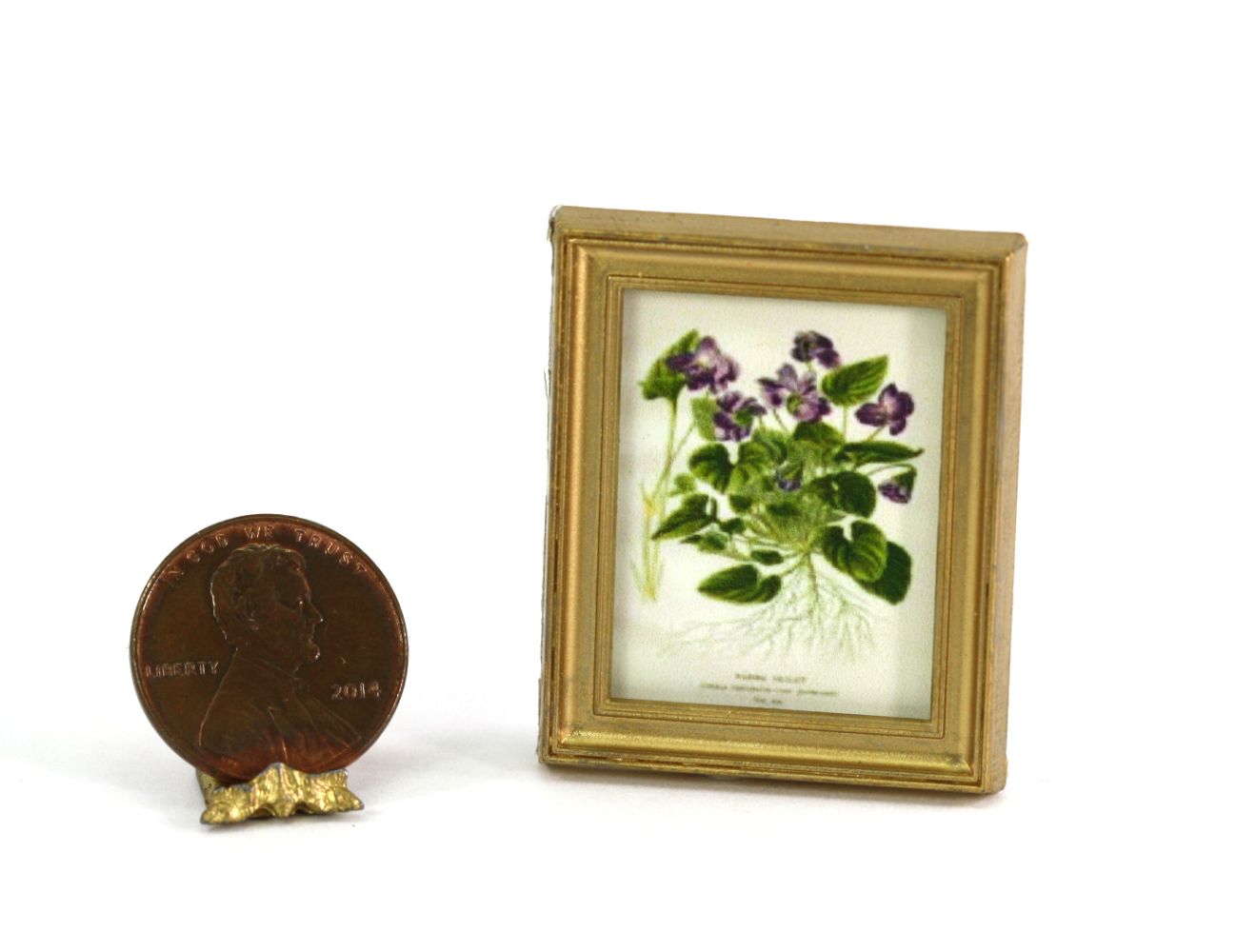 Gold Framed Print of a Vintage Style Purple Botanical Illustration