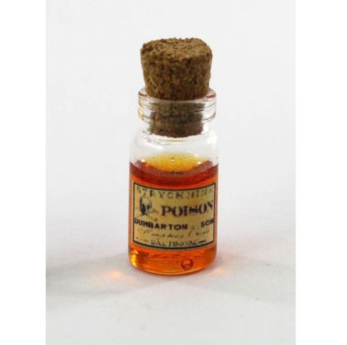 Vintage style Glass Bottle of Amber Faux Strychnine Poison