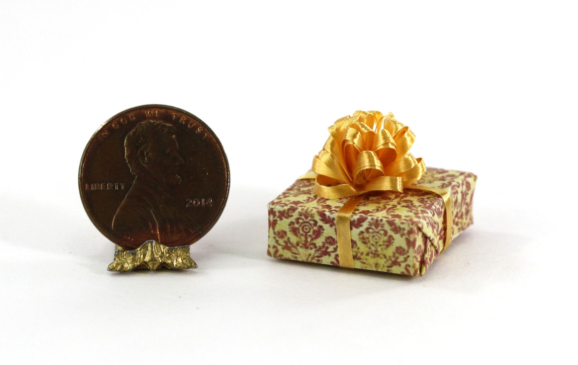 Artisan Holiday Gift in Red & Gold w/Gold Ribbon