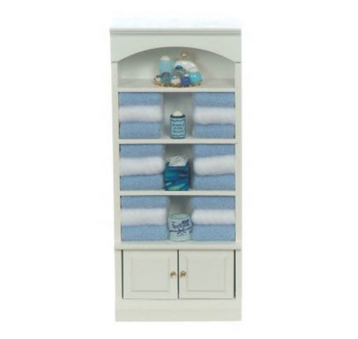 Bathroom Cupboard with Blue Accents by Town Square Miniatures T5612BL