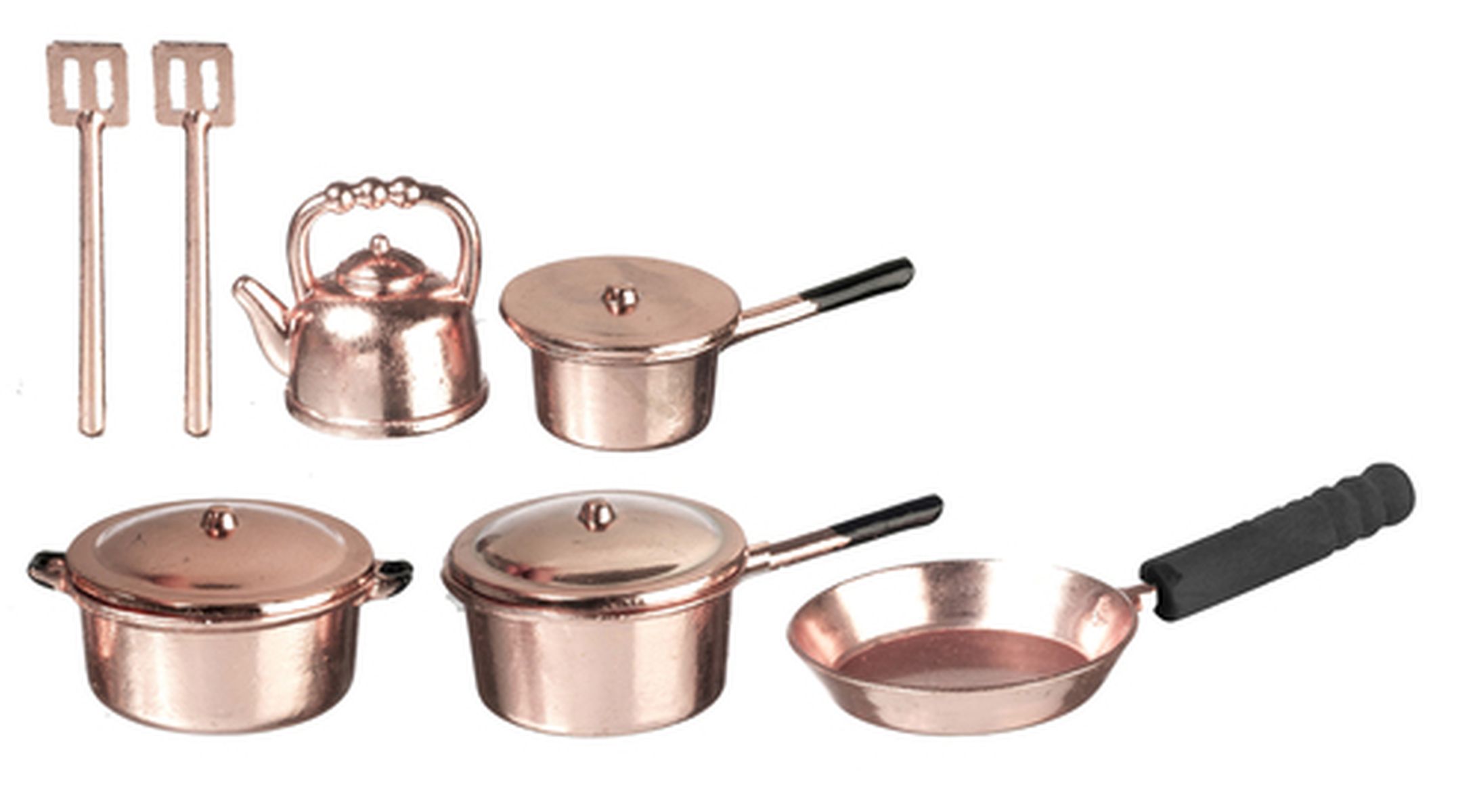 Set of Copper Pots & Pans by Town Square Miniatures