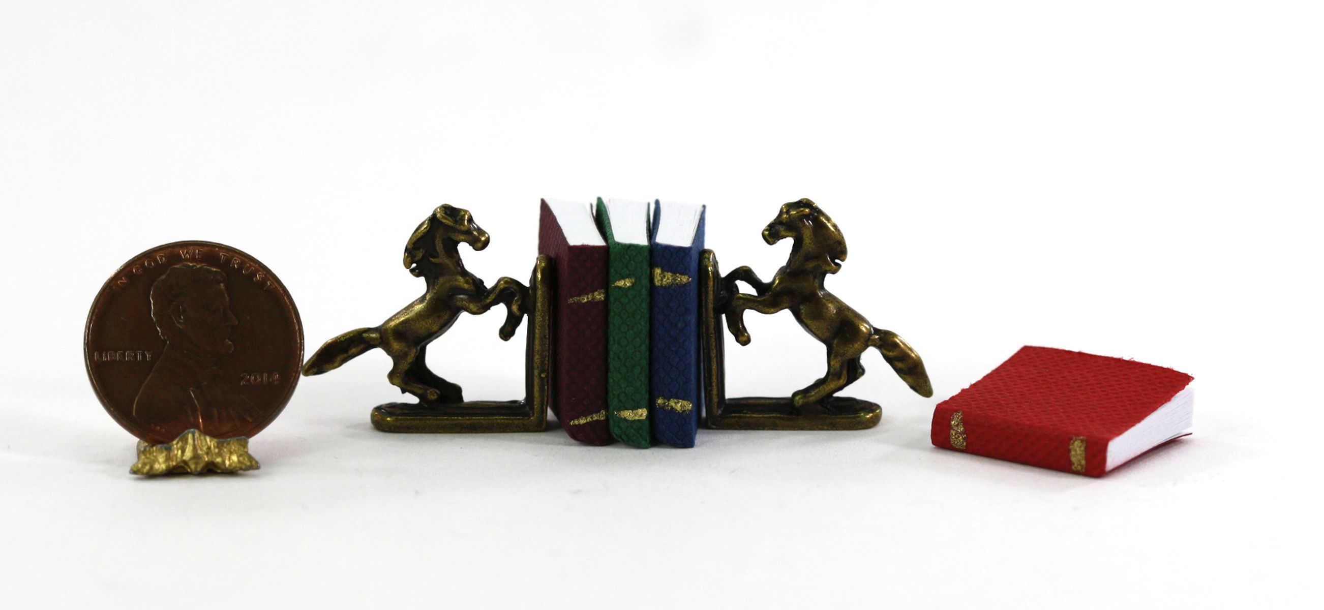 Set of Books with Antique Brass Horse Bookends