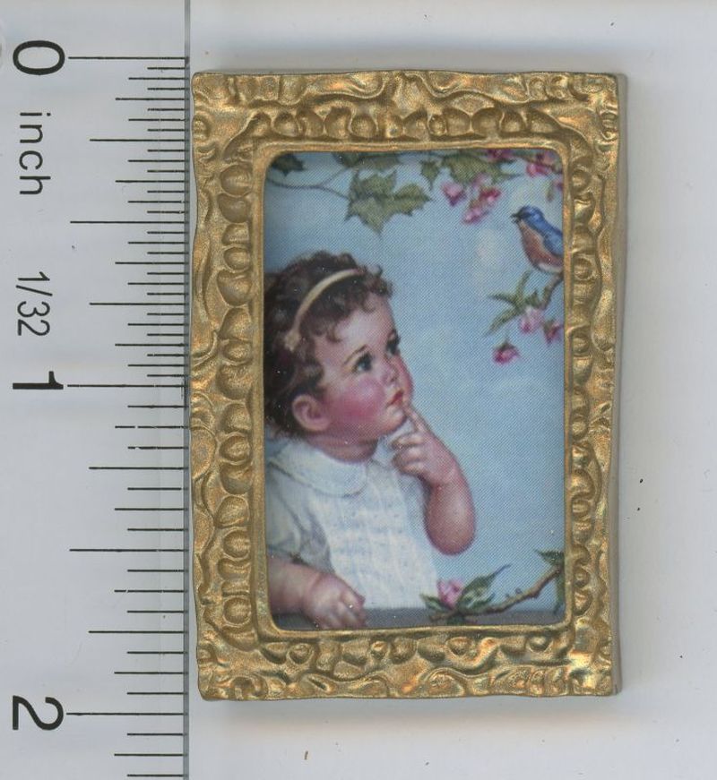 Framed Print of a Vintage Look Child Looking at a Bird
