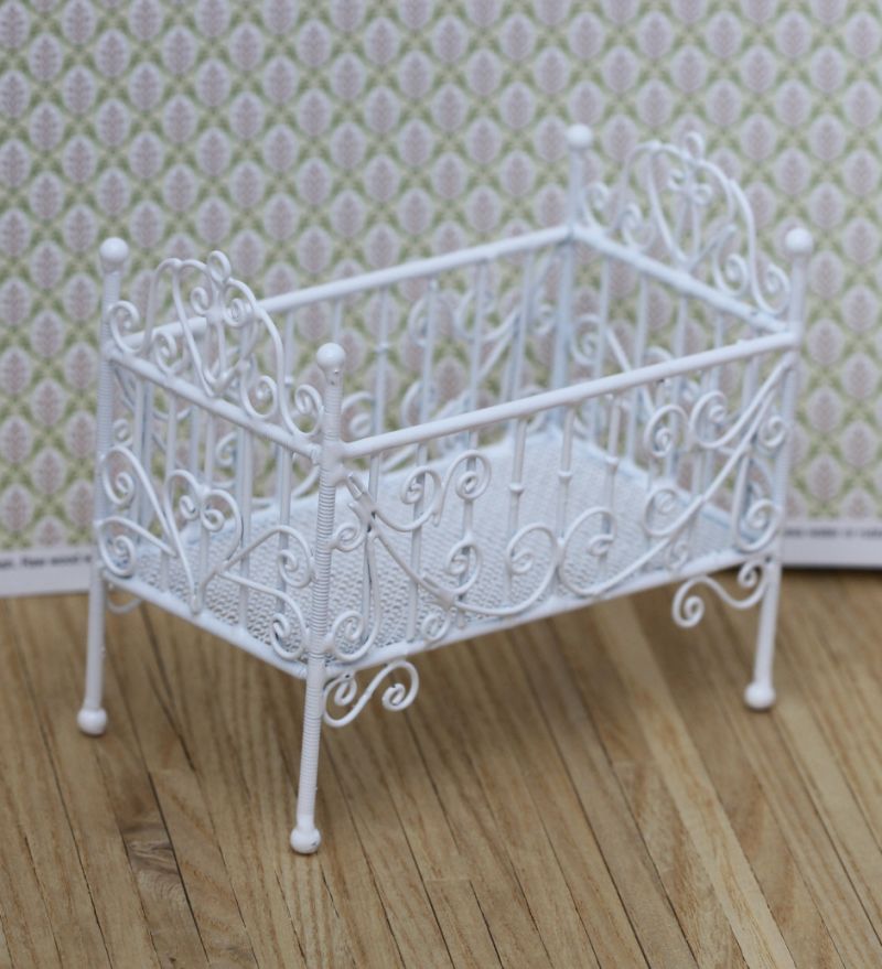 White Wire Baby Crib