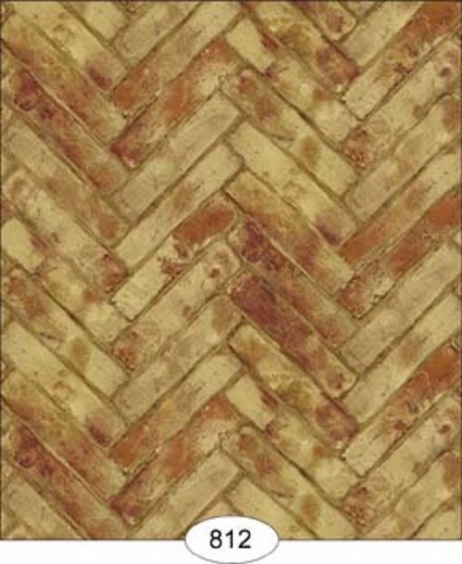Wallpaper Herringbone Aged Red Brick