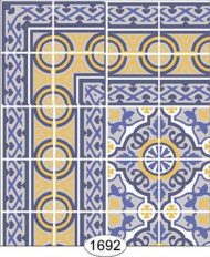 Wallpaper Decorative Floor Tile Blue & Yellow