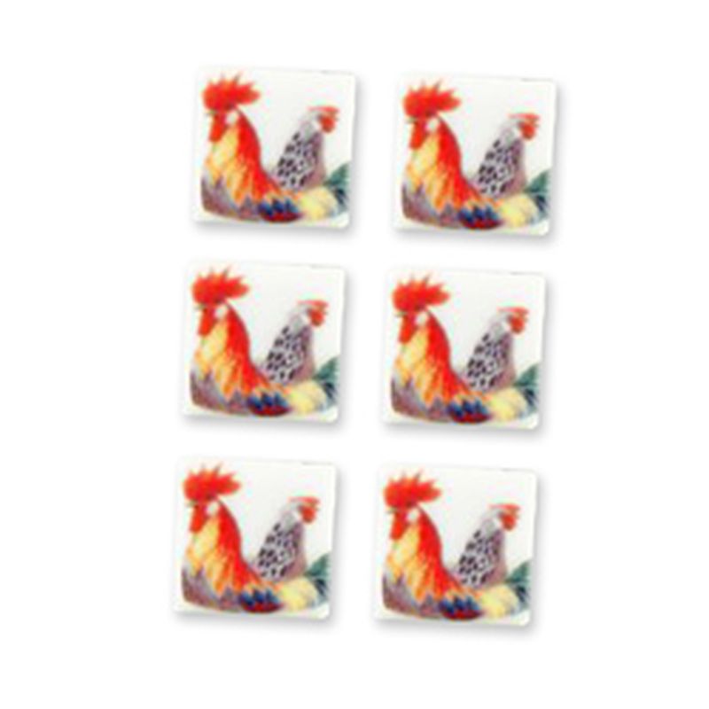 Set of 6 Rooster Tiles by Reutter Porcelain