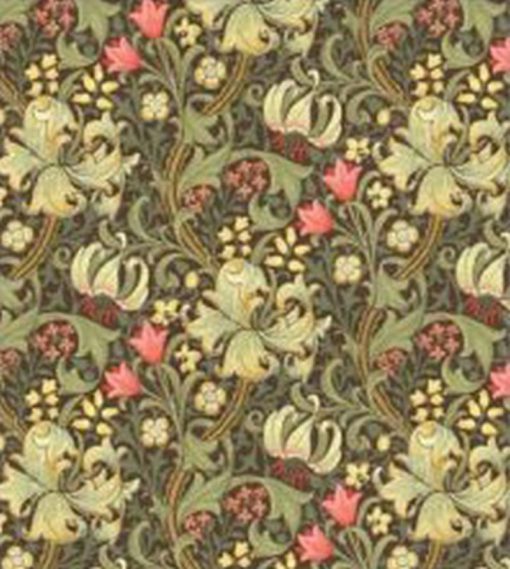 Wallpaper - Victorian Lilies - Green Olive
