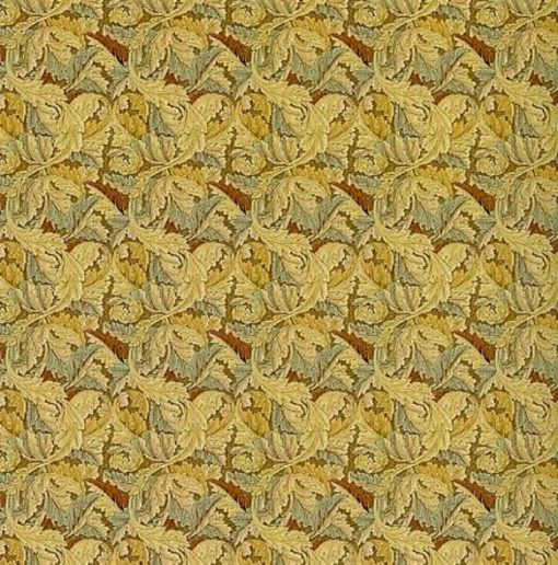 Dollhouse Wallpaper - Brown and Gold with Blue Acanthus by Bradbury