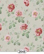 Wallpaper Rose Hill Floral Red on Dusty Green