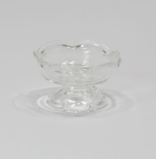 Clear Glass Pedestal Bowl with Scallop Edge