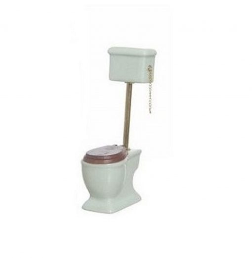 Vintage Pull Chain White Ceramic Toilet by Town Square Miniatures