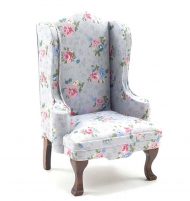 Gray Floral Fabric Chair by Handley House
