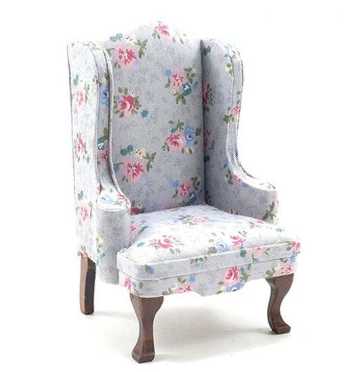 Gray Floral Fabric Chair by Handley House