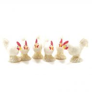 Set of 6 White Roosters by Multi Minis