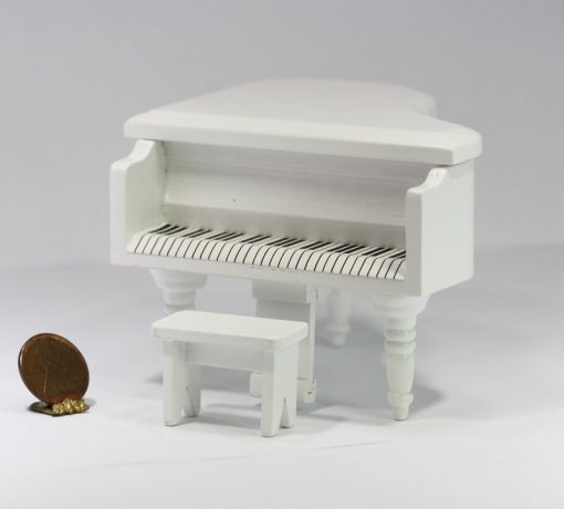 Petite White Piano with Piano Bench - Image 2