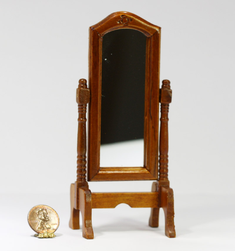 Victorian Floor mirror for dollhouse miniature 1:12 scale walnut