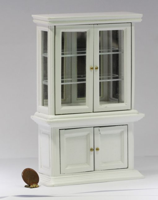 White Curio Cabinet with Working Doors