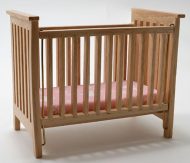 Slatted Nursery Crib in Oak with Pink Fabric by Handley House