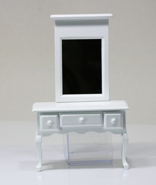 White Vanity with Mirror by Town Square Miniatures EMWF673