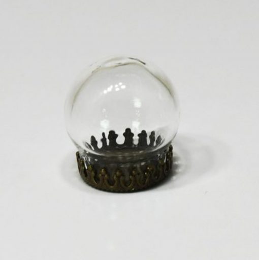 Large Glass Dome with Ornate Bronze Metal Base