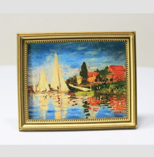 Gold Framed Picture of an Impressionistic Sailboat Painting 2