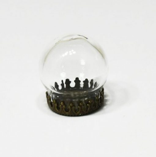 Glass Dome with Ornate Bronze Metal Base