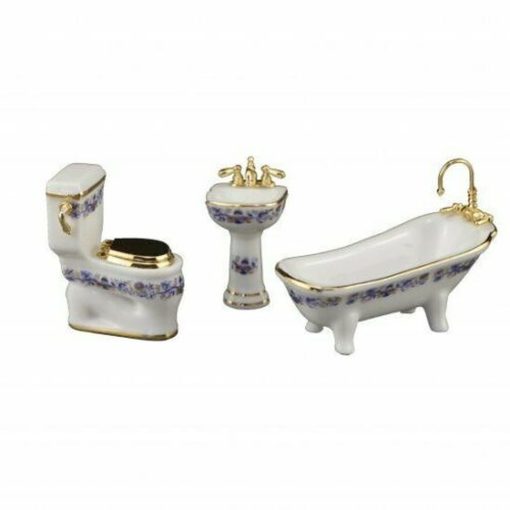 Blue Onion Bathroom Set in 1:24 Scale by Reutter Porcelain