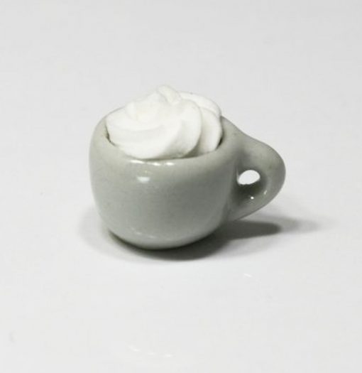 Single Cup of Hot Cocoa with Whipped Cream Topping in a White Ceramic Cup