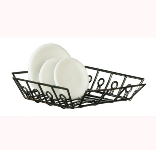 Black Dish Drainer with Dishes by Town Square Miniatures