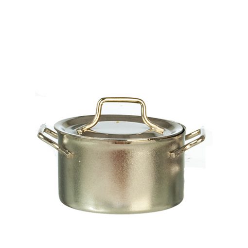 Large Metal Pot with Lid by Town Square Miniatures