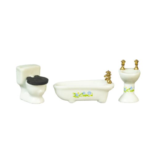 Blue Floral 1:24 Scale Bathroom Set B0162