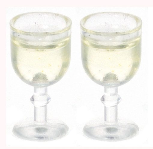 Set of 2 White Wine Filled Glasses by Farrow Industries