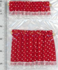 Red Cottage Curtains with Hearts Design