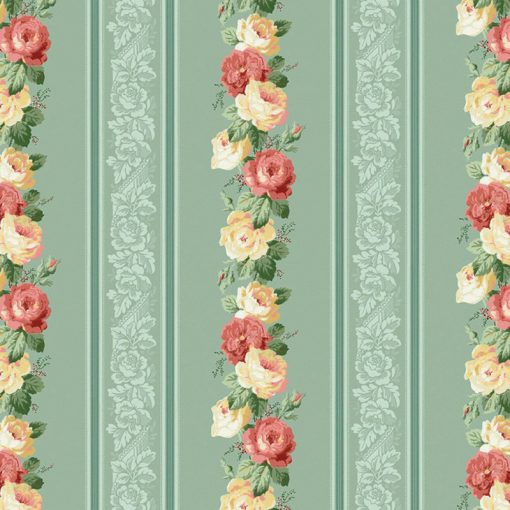 Wallpaper Striped Roses by Bradbury & Bradbury