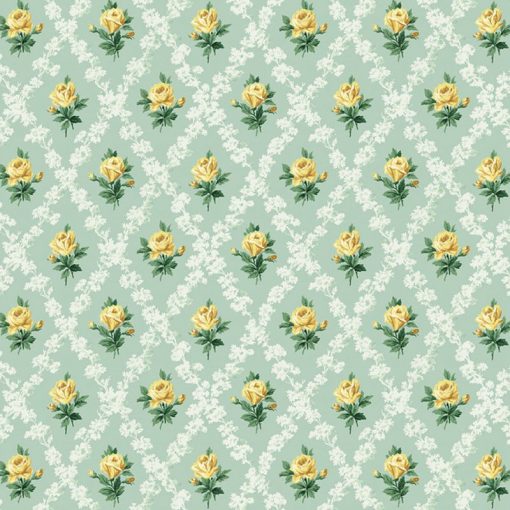Wallpaper Diamond Panel Roses Yellow by Bradbury & Bradbury