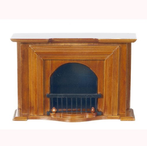 Walnut Wood Fireplace by Town Square Miniatures