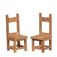 Set of 2 Unfinished Wood Chairs